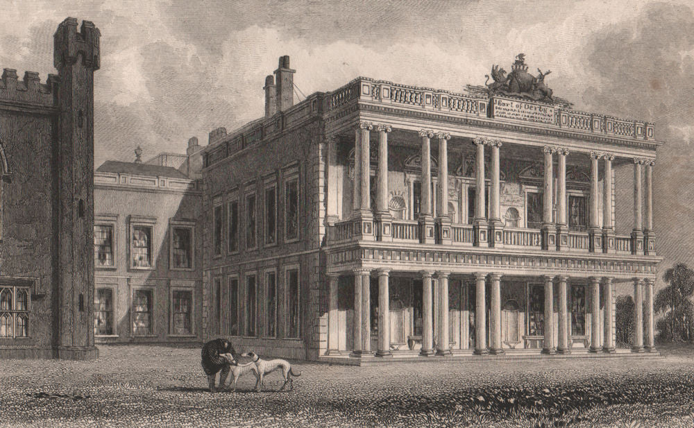 South front of Knowsley Hall, Merseyside. Liverpool. HARWOOD 1829 old print